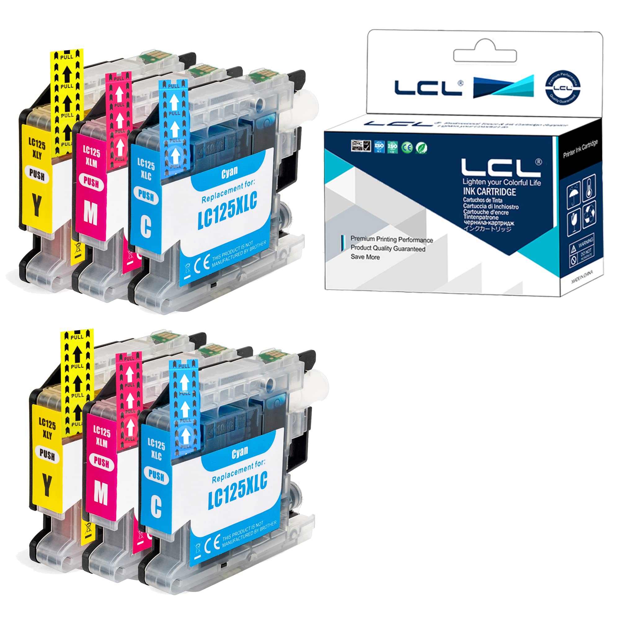 LCL LC125 Ink Cartridge Compatible with Brother LC125 LC125XL LC125XLC LC125XLM LC125XLY for J6920DW MFC-J6520DW J6720DW MFC-J4410DW J4510DW J4610DW J4710DW DCP-J4110DW (2Cyan 2Magenta 2Yellow)