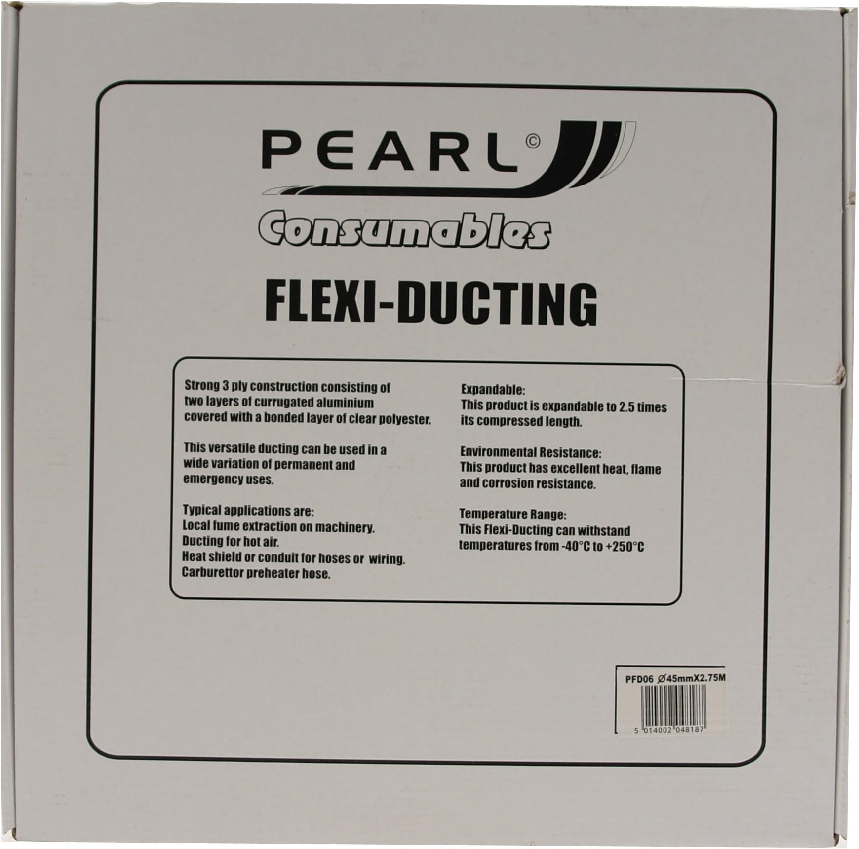 Pearl PFD06 1 3/4-inch 45mm x 2.75m Flexible Duct Hose