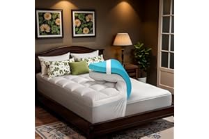 BITEANY Dual Layer Memory Foam Mattress Topper for Pain Relief with 2X Support, 2" Fluffy Pillow Top King Mattress Topper Plus 2" Odor-Free Cooling Gel Memory Foam Ultra Comfort Mattress Pad Cover