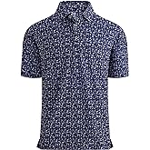 Alex Vando Mens Golf Shirt Moisture Wicking Quick-Dry Print Performance Polo Shirts for Men