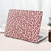 Seorsok Compatible with MacBook Pro 13 inch Case M2 2023,2022,2021-2016 A2338 M1 A2251 A2289 A2159 A1989 A1708 A1706,Elegant Leopard Grain Leather Plastic Hard Shell Case&Keyboard Cover,Pink