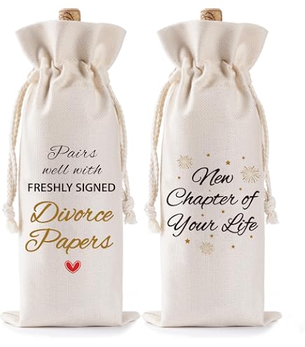 Freshly Signed Divorce Papers Wine Bag – Funny Burlap Gift For Divorce Parties & Friends