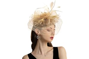 Focupaja Fascinators Hats Women Pillbox Hat Feathers Derby Headband Wedding Headwear Tea Party Hair Clip 20s 50s Top Hat