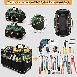17 Inch Open Top Tool Bag with Hard Bottom, Tool