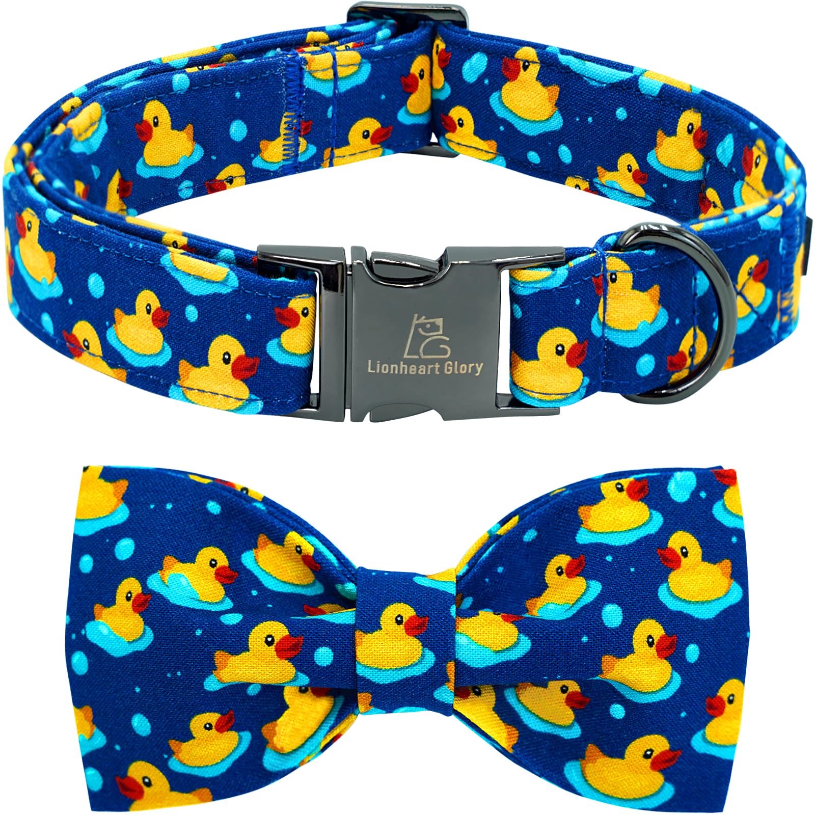 Photo 1 of Lionheart glory Dog Bow Collar Ducky Pattern Cute Boy Collars for Large Dogs,Soft Duty Adjustable Dog Collar with Bowtie Spring Summer Puppy Collars Bows Pet Gift