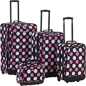 rockland pink polka dot luggage