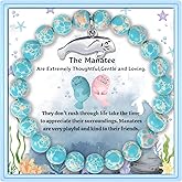 PARTNER Manatee Inspirational Birthday Gifts for Women Best Friends Unique Gifts Natural Stone Beaded Bracelets for Women Agate Beaded Jewelry with Meaningful Message Card For Manatee Lovers,Comes Packaged (A53)
