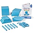 hand2mind Blue Plastic Base Ten Blocks Complete Classroom Set, Place Value Blocks, Counting Cubes, Math Blocks Kindergarten, Manipulative Kit for Mathematics for Elementary Teachers (Set of 161)
