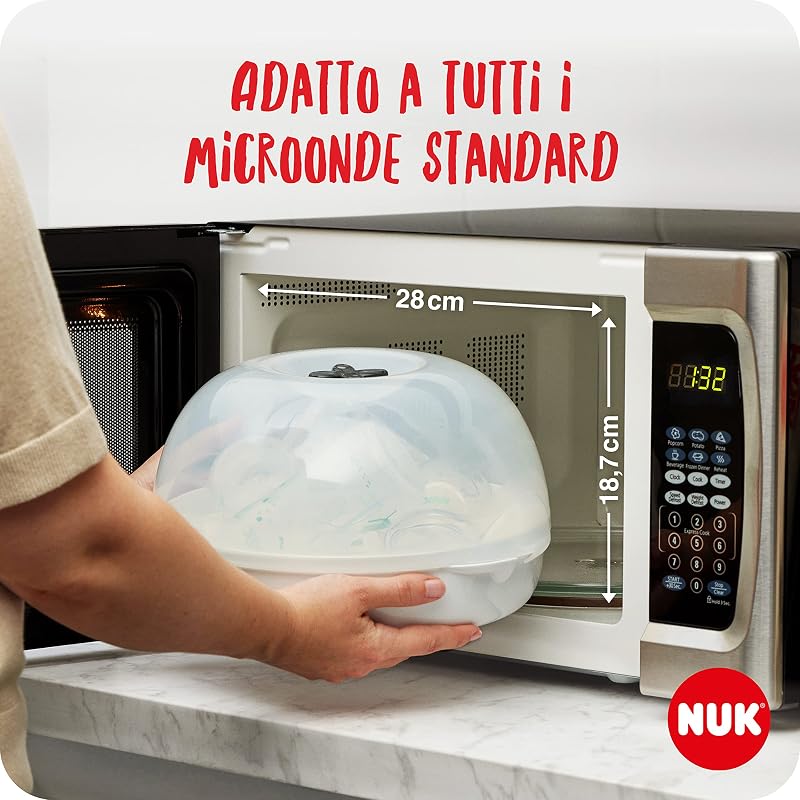 Micro Express Plus sterilizzatore biberon per microonde | Sterilizza fino a 4 biberon e accessori in 4 minuti | Compatibile con gran parte dei microonde | Pinze per rimozione igienica