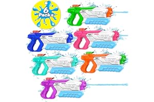 Quanquer Water Gun for Kids Adults - 6 Pack Soaker Squirt Water Guns with High Capacity Long Shooting Range - Super Water Gun Pool Toys for Summer Swimming Beach Water Fighting