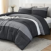 Litanika Twin XL Comforter Set Black White Grey - 2 Pieces Gray Twin Extra Long Size Lightweight Bedding Set, All Season Down Alternative Comforter
