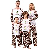 JAXUH Matching Family Christmas Pajamas, Cute Xmas Pjs Sets for Couples/Adult, Holiday 2 Piece Sleepwear Nightwear Jammies