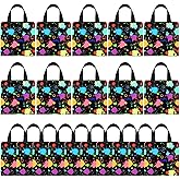 Pinkunn 20 Pcs Glow in the Dark Gift Bags with Handle Neon Decorative Non Woven Glow in the Dark Party Supplies