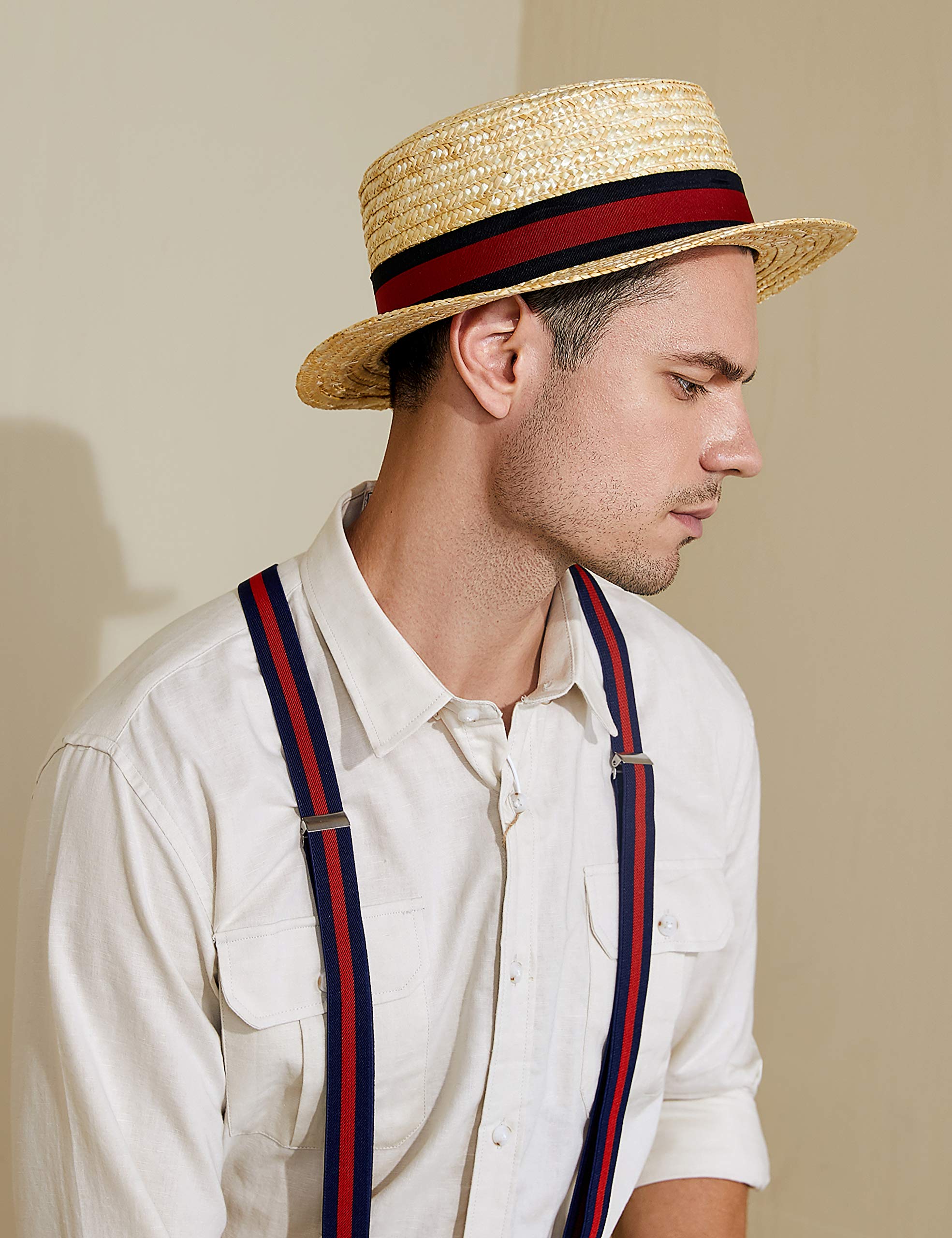 ArtiDeco Straw Boater Hat Mens 1920s 