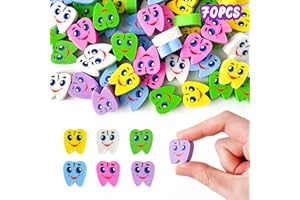 Kleeblatt Large Teeth Erasers for Kids Bulk, 70 PCS Big Large Fun Desk Pets for Kids Classroom, Treasure Box Prizes,Party Favors for Kids Goodie Bags, Back to School Gifts for Students