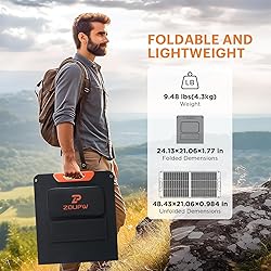 ZOUPW 100W Portable Solar Panel,RV Essentials, 20V