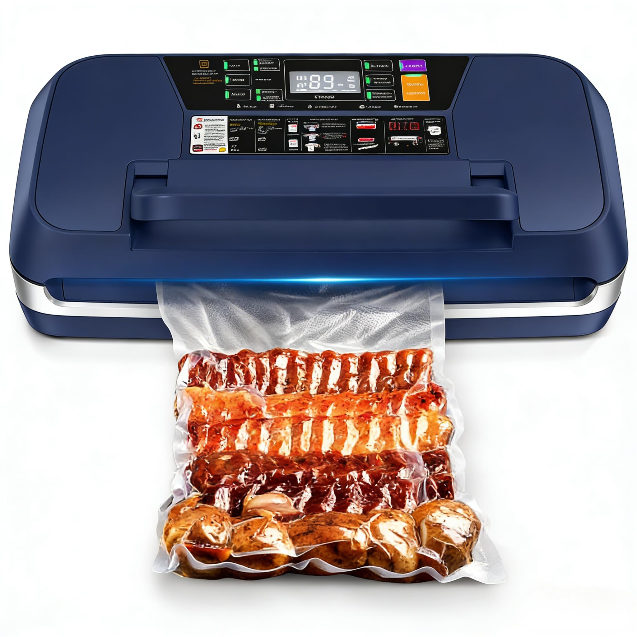 Photo 1 of 95kPa Commercial Auto Vacuum Sealer w/Cutter, Kit(10Bags&Rolls), Blue