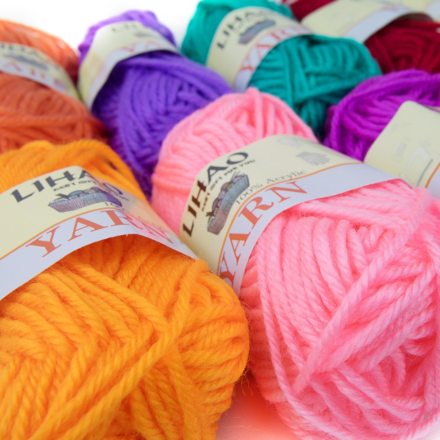 LIHAO 12 Skeins Mini Yarn for Knitting Crochet Craft 100 Acrylic