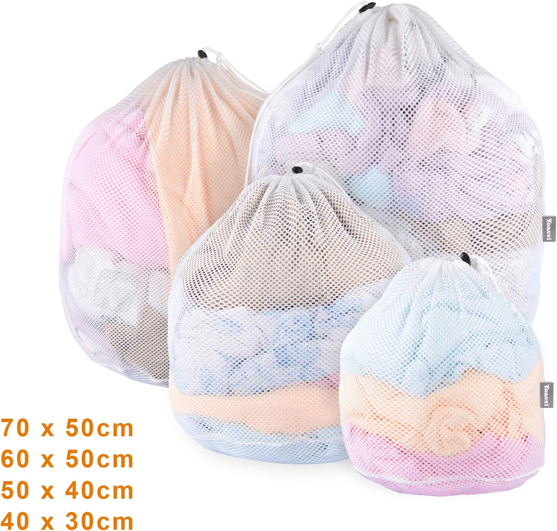 Yoassi Update 4 Sizes Agent Mesh Laundry Bag for Babies No Fluorescent Drawstring Laundry Bags for Washing Machine, Laundry Wash Net Bags for Travel, Delicates, Underwear, Socks, Bra, Toy Storage