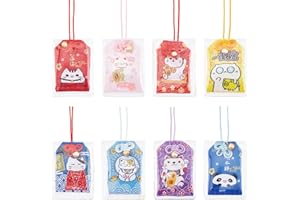 WEBEEDY 8 Pcs Japanese Omamori Amulet Hanging Sachet Charms Blessing Bag Home Decor Accessories Hanging Fortune Bag for Happiness, Good Luck Wealth