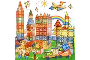 HARWORLIFE 120 PCS Magnet Tiles, Brown Magnetic Blocks Building Set for Kids Age 3-5 4-8, STEM Magnet Toys 3D Kids Magnets Preschool Educational Learning Toys for Boys and Girls Ages 3 4 5 6 7 8+ Years Old