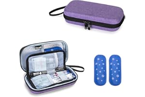 BAFASO Hard Insulin Cooler Travel Case with 2 Ice Packs, Insulin Travel Case for Insulin Pens and Diabetic Supplies, Purple