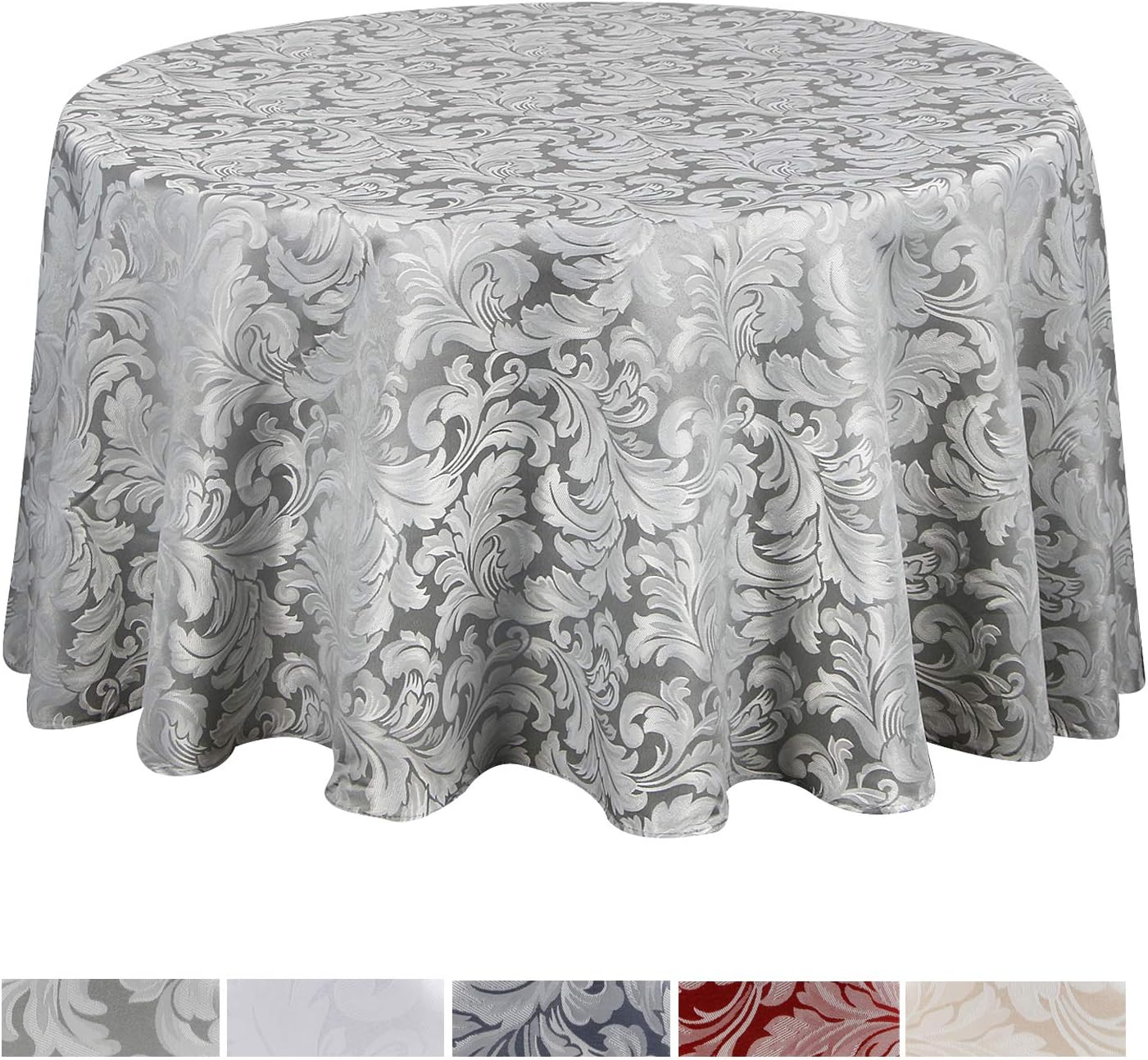 EHouseHome Damask Jacquard Tablecloth Table Cover - Waterproof/Spill Proof/Stain Resistant/Wrinkle Free/Heavy Duty - for Banquet, Parties, Dinner, Kitchen,Wedding 120inch Round