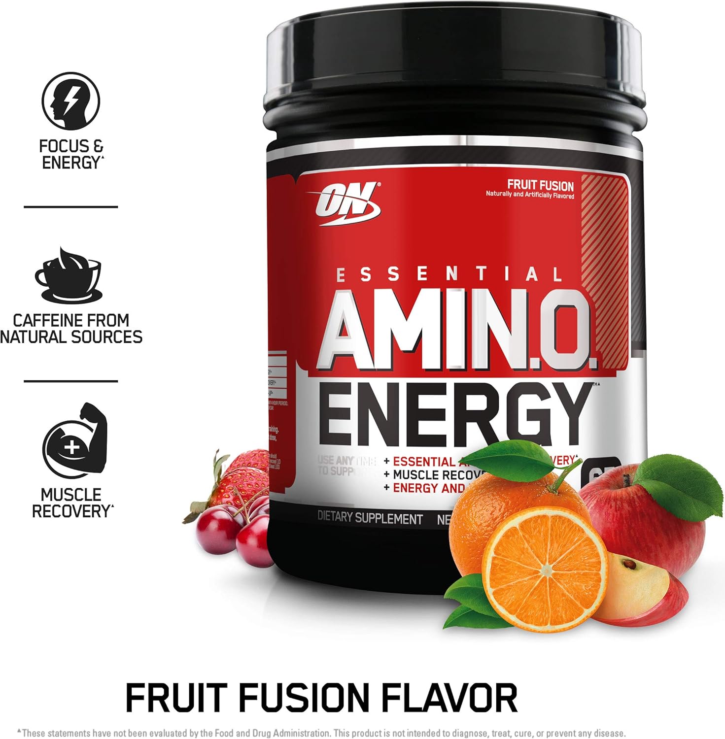 Optimum Nutrition Amino Energy - Pre Workout with Green Tea, BCAA, Amino Acids, Keto Friendly, Green Coffee Extract, Energy Powder - Fruit Fusion, 65 Servings: Health & Personal Care
