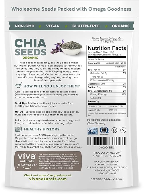 Viva Naturals Organic Raw Chia Seeds (2 LB)