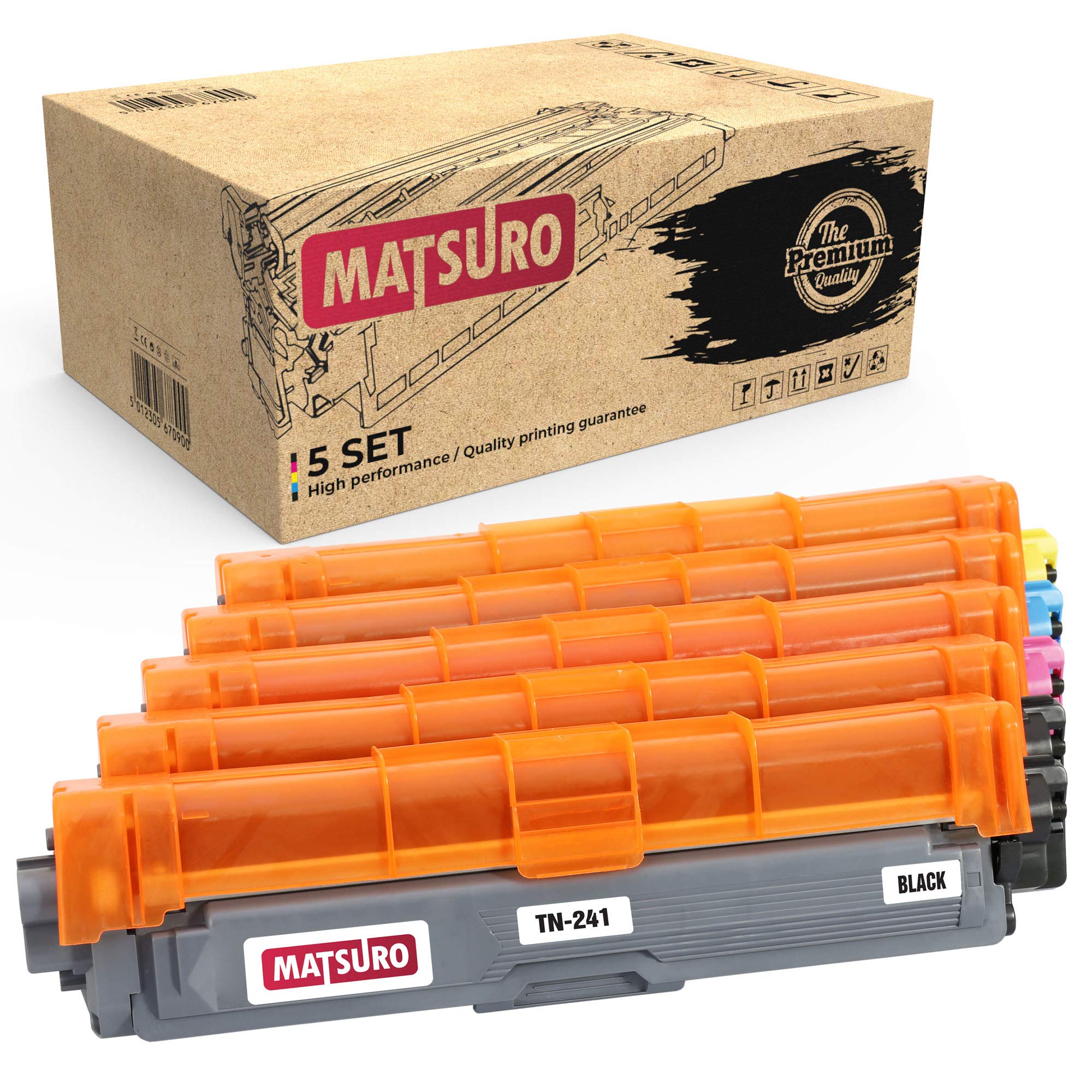Matsuro Original | Compatible Toner cartridge Replacement for BROTHER TN-241 TN-242 TN-245 TN-246 (1 SET + 1 BK)