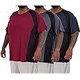Real Essentials 3 Pack: Men’s Big & Tall Tech Stretch Long-Sleeve & Short-Sleeve Dry-Fit T-Shirt (3XT-5XT)
