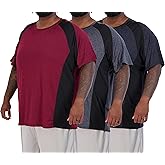 Real Essentials 3 Pack: Men’s Big & Tall Short Sleeve Dry Fit Crew Neck T-Shirt - Gym Workout Athletic Running Tee (3XT-5XT)