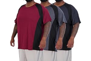 Real Essentials 3 Pack: Men’s Big & Tall Tech Stretch Long-Sleeve & Short-Sleeve Dry-Fit T-Shirt (3XT-5XT)