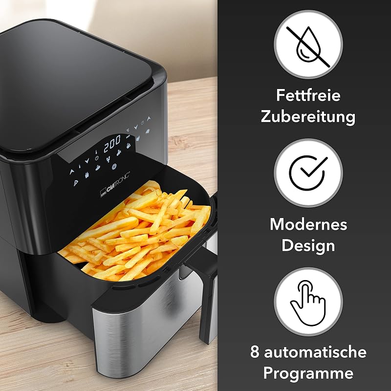® Heißluftfritteuse XXL - 5L Fritteuse | Heißluft für fettfreies frittieren| Edelstahl-Airfryer mit digitalem Touchscreen | 360° Air-Flow | Heißluft-Friteuse mit 8 Programmen | FR 3782 H — Foto 2 von 8