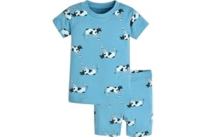 moimoln 6M-8Y Soft Cotton Modal Baby Toddler Pajamas Boys Girls Snug fit Pjs Daily Short Summer Flower Character