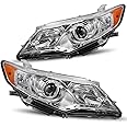 DWVO Projector Headlights Assembly Compatible with 2012 2013 2014 Camry L LE XLE Hybrid LE Hybrid XLE 12-14 Camry Headlamp Replacement Chrome Housing Amber Reflector