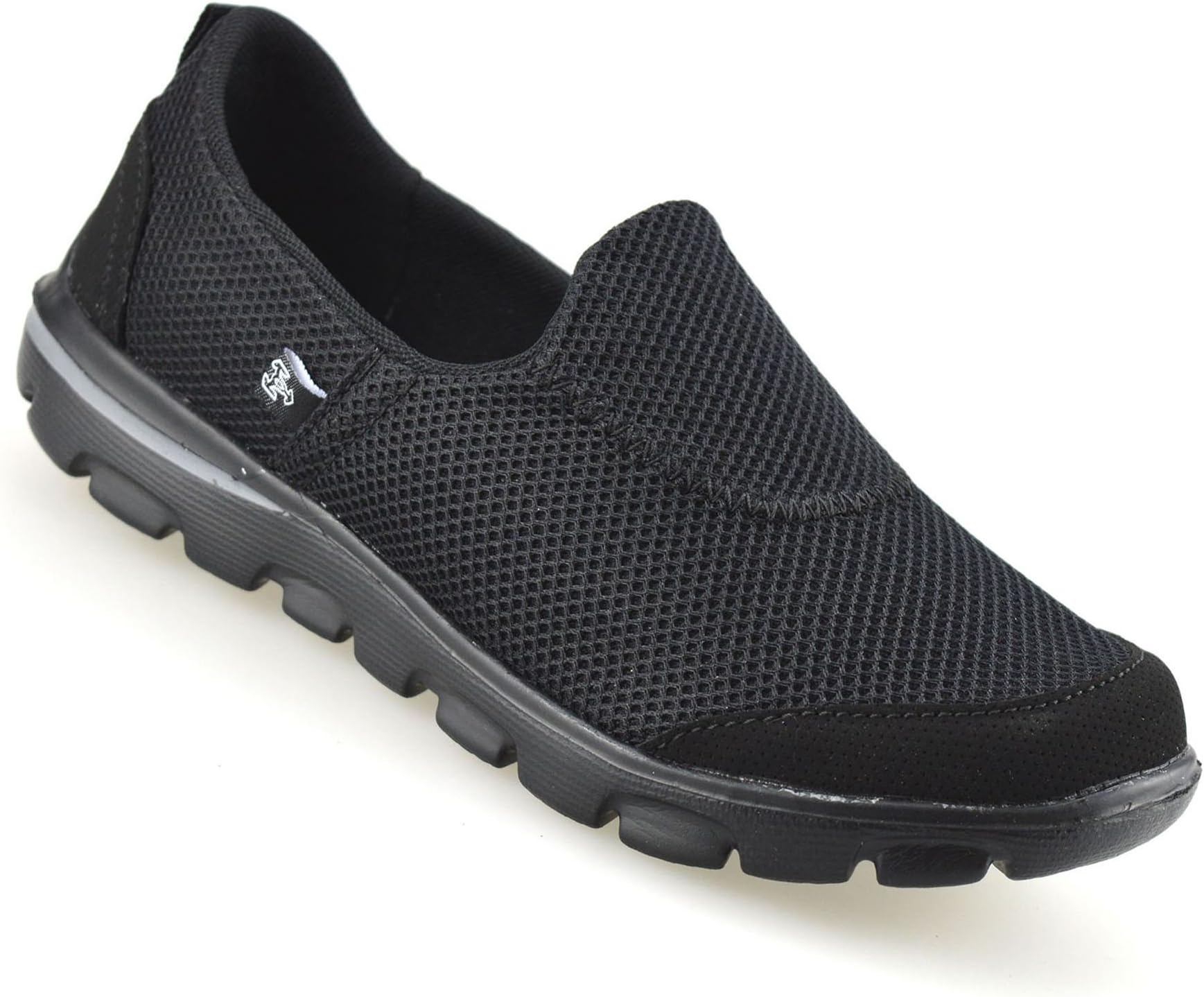 Walk Pro Ladies Womens Slip on Memory Foam Casual Walking Running Gym Trainers Shoes Size[UK 8,Black/Black], Black / Black, 8 UK