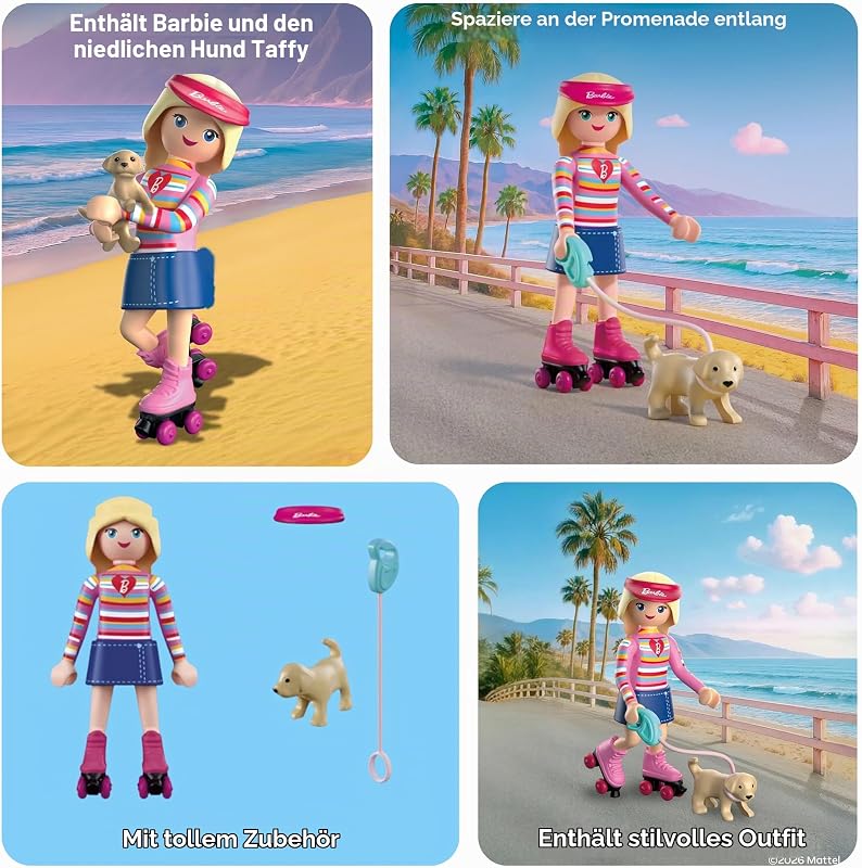 | Barbie Malibu | Rollschuh‑Set mit Barbie, Welpe Taffy & wandelbaren Sneakers | Für Kinder ab 4 Jahren | 72126 — Foto 4 von 7