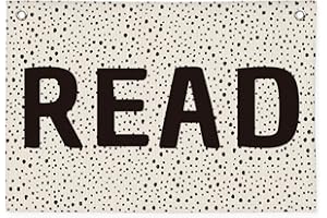 PLKMN Boho Classroom Decor, Neutral Classroom Read Sign Banner, Trendy Black Dots Canvas Wall Hanging Banner Flag Decor for Reading Corner Nook, School Girl Style (Black)
