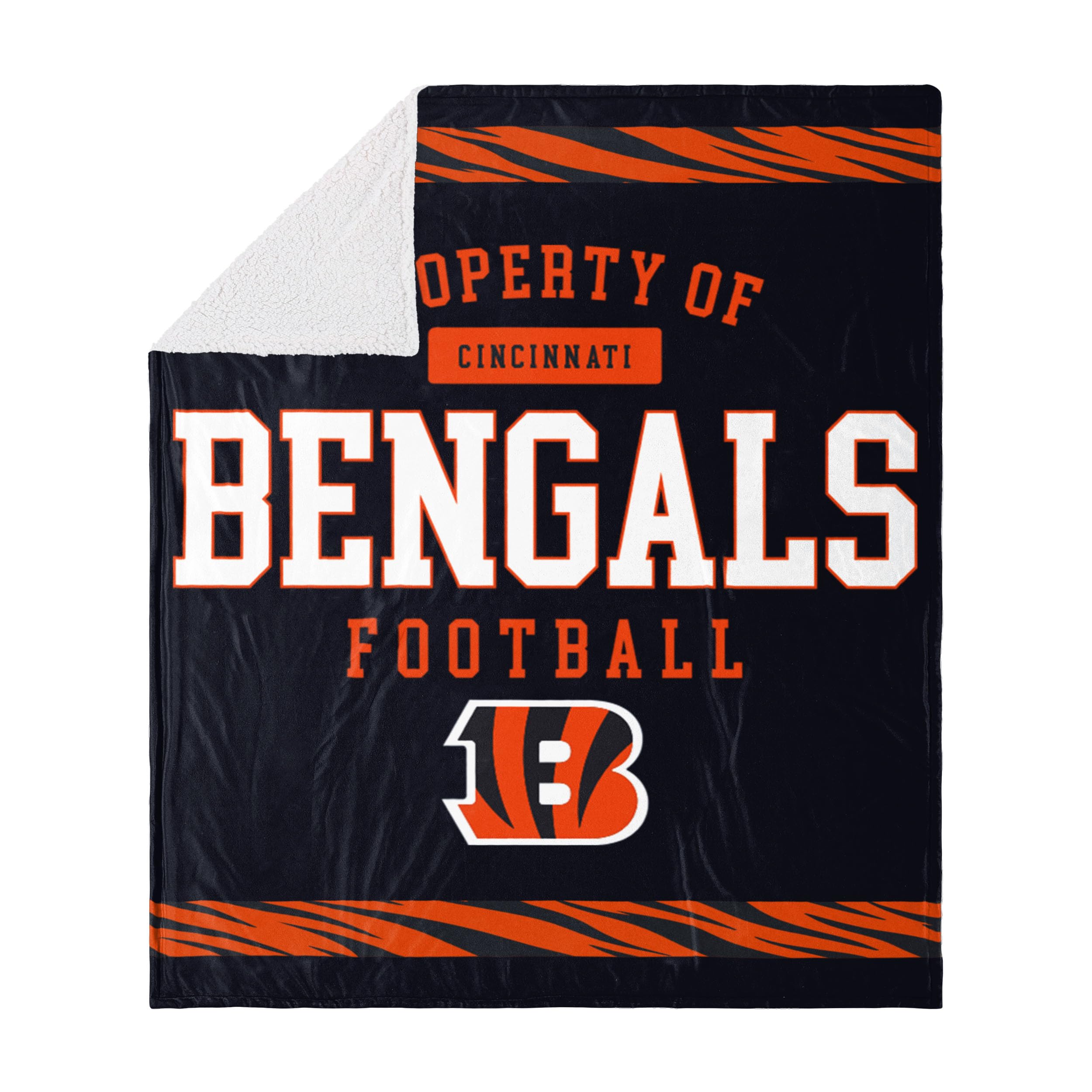 FOCO Cincinnati Bengals NFL Team Property Of Sherpa Fleece Blanket Image