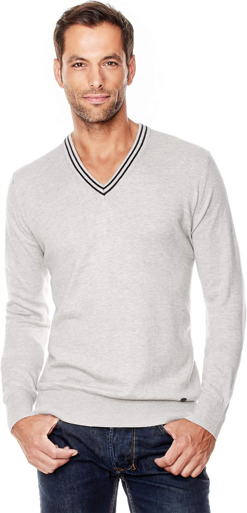 Vincenzo Boretti Men's Pull-Over Knitted Long-Sleeve Jumper Slim-fit Mock-Turtleneck Warm Lightweight Soft Cotton-Blend Plain Colour Elegant for Business Work and Everyday Casual