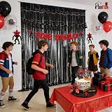 GREATRIL Black Tinsel Foil Fringe Curtain 2 Pack 3.2ft x 8.2ft Backdrop view 3