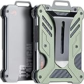 1T Tactical Minimalist Slim Wallet with Moeny Clip, Front Pocket RFID Blocking Wallet Cash Holder, Versatile Credit Card Orgainzer, ID Card Badge Holder for Men