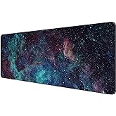 Dynippy Large Thin Mouse Pad with Stitched Edges, Galaxy Space | 31.5"x11.8"x0.08",Extended XXL desk mat,non-slip rubber base, ultra-smooth surface, washable vivid print, for office &amp; home