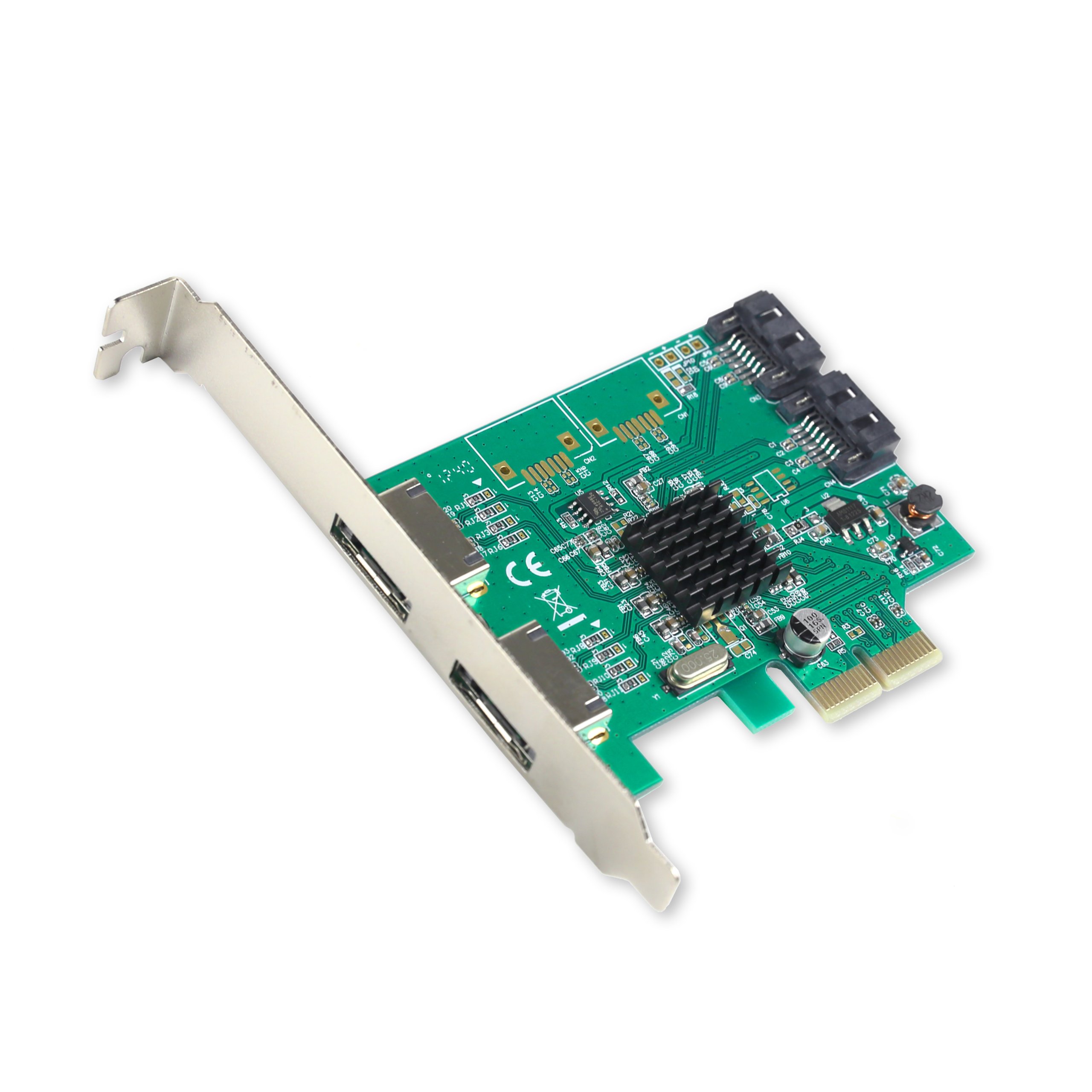 I/O Crest 2 Port SATA III and 2 Port eSATA III PCI-e 2.0 x2 Non RAID Hard Drive Controller Card Marvell 9235 Chipset, Green