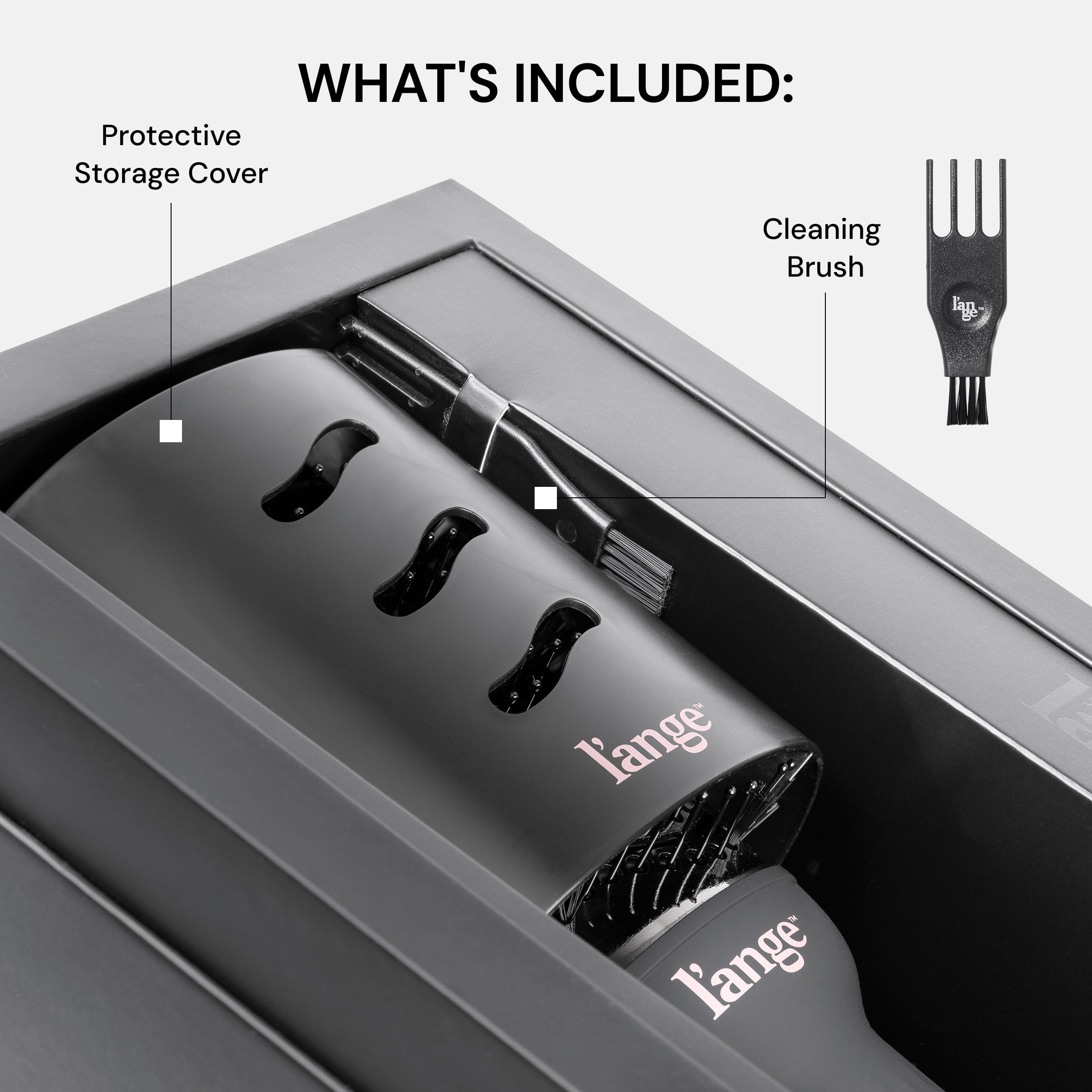 L'ANGE HAIR Le Volume 2-in-1 Titanium Blow Dryer Brush | Hot Air Brush for Hair Drying & Styling | Ionic Oval Barrel for Smooth, Frizz-Free Volume | (Black – 75mm)