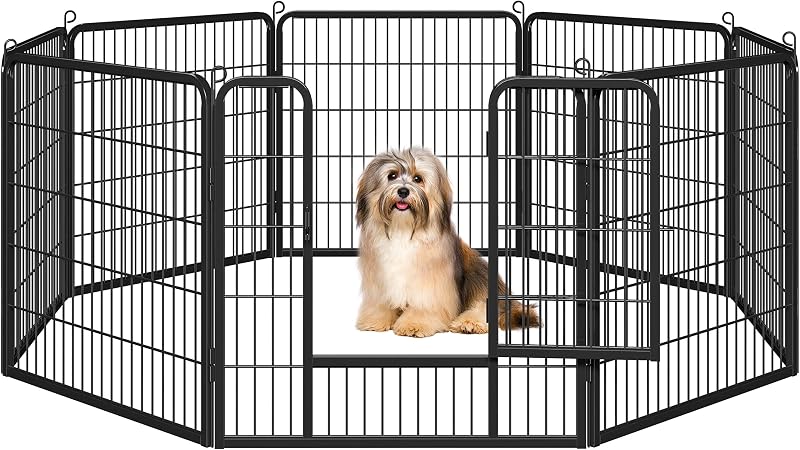Yaheetech 8-Panel Heavy-Duty Dog Playpen 80cm High Outdoor Indoor