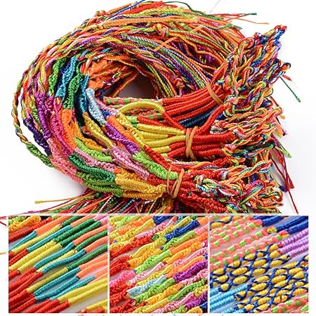60 Stück 3 Muster handgemachte Freundschaft Armbänder Freundschaftsband Geflochtene Armbänder Bunt Geflochtene Faden Schnur F