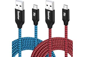 iSeekerKit Micro USB Cable 15ft,Extra Long Braided Android Charging Cords, 2Pack Colorful Micro USB to USB 2.0 Compatible for Android/Windows/PS4/Samsung Galaxy S6 S7 Edge,Note 5/4,HTC
