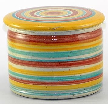 original französische wassergekühlte keramik butterdose, immer frische streichzarte butter, ca 125g butter, bunt Z-K